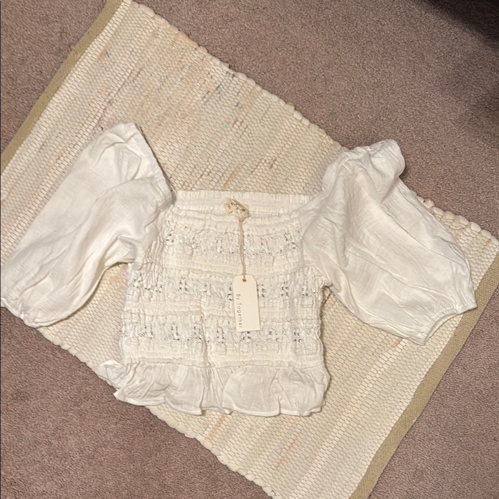 By Together Elegant Cream Lace Women's Top Size M NWT